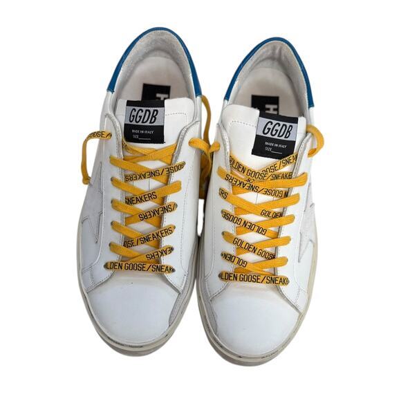 Golden Goose Hi Star Sneakers Womens Size 41 White Blue with Yellow Laces - Picture 5 of 13